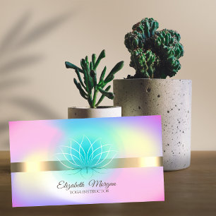 Elegante holografische Gold, Lotus  Yogalehrer Visitenkarte