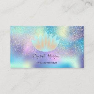 Elegante holografische Lotus-Konfetti-Yoga-Lehreri Visitenkarte