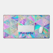 Elegante holografische trendige Imitate silbergeom Schreibtischunterlage (Tastatur & Maus)