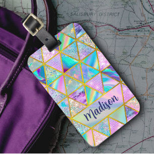 Elegante holografische trendy Imitate goldene geom Gepäckanhänger