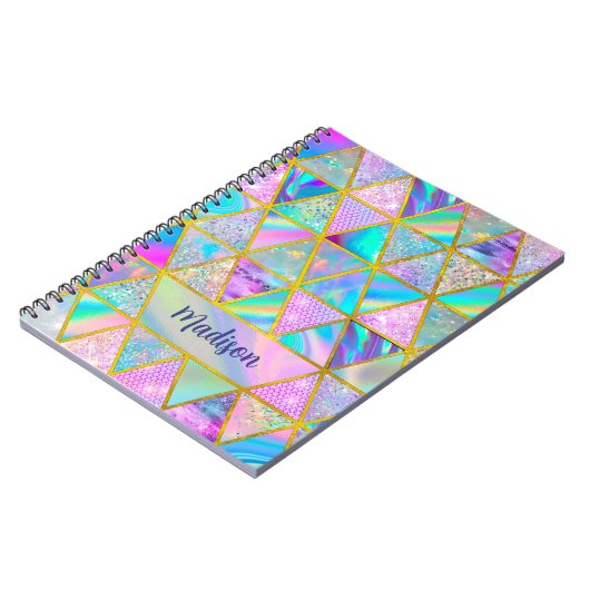 Elegante holografische trendy Imitate goldene geom Notizblock (Linke Seite)