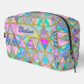 Elegante holografische trendy Imitate goldene geom Waschbeutel (Rechte Ecke)