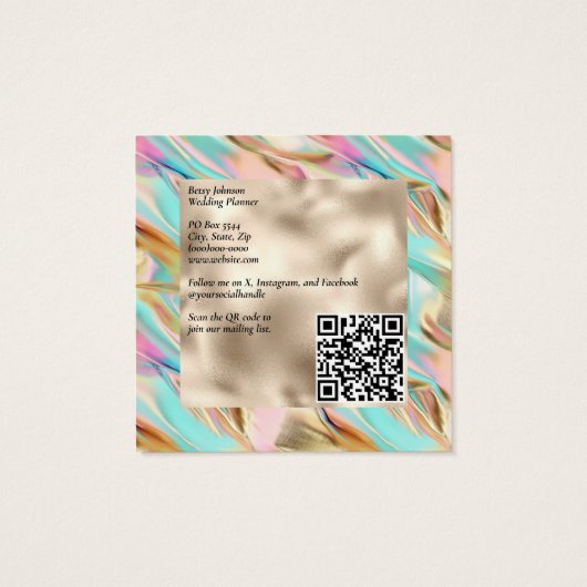 Elegante Holographic and Pearl Foil Business Card (Rückseite)