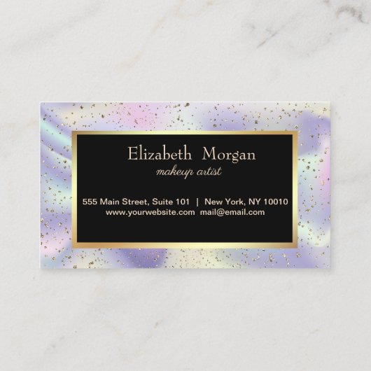 Elegante Holographic Confetti Frame Loyalty Card Treuekarte (Rückseite)