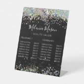 Elegante Holographic Glitzer Black Price List Sockelschild (Vorderseite)