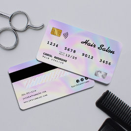 Elegante Holographic Hair Salon Credit Card Visitenkarte