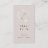 Elegante Holographic Luxe Beige Business Card Visitenkarte (Vorderseite)