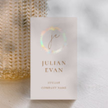 Elegante Holographic Luxe Beige Business Card