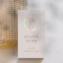 Elegante Holographic Luxe Beige Business Card Visitenkarte
