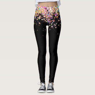 Elegante Holographic Rose Gold Glitzer Black Leggings