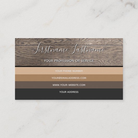 Elegante hölzerne Putz-Rechtecke mit minimalem Erd Visitenkarte (Rückseite)