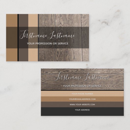 Elegante hölzerne Putz-Rechtecke mit minimalem Erd Visitenkarte (Vorne/Hinten)