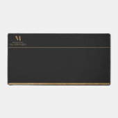 Elegante Holzkohle Black & Gold Add Name & Monogra Schreibtischunterlage (Vorderseite)