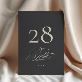 Elegante Holzkohle Hochzeit 5 x 7 Tischnummern