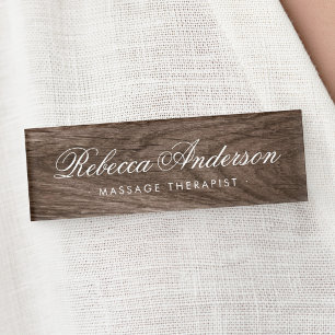 Elegante Holzmaserung, hübsches, schickes Skript Namenschild