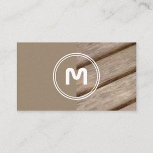 Elegante Holzplanen mit Monogramm, zweifarbig brau Visitenkarte