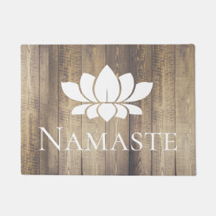 Elegante Holzplanks Namaste White Lotus Fußmatte