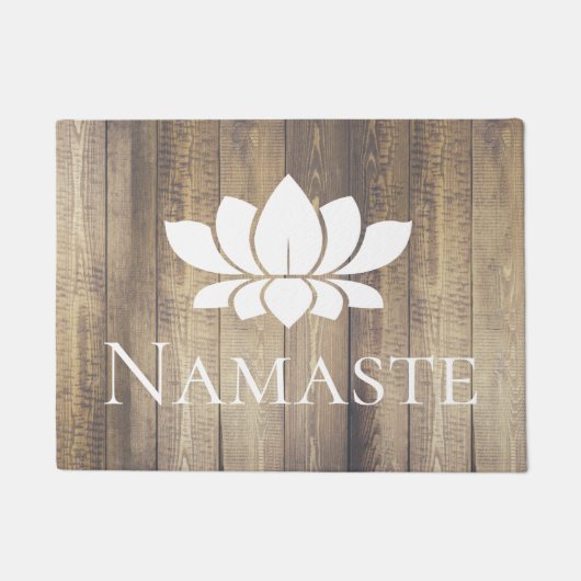 Elegante Holzplanks Namaste White Lotus Fußmatte (Vorderseite)