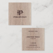 Elegante Holzschau gestörte Monogramm-Vorlage Quadratische Visitenkarte (Vorne/Hinten)