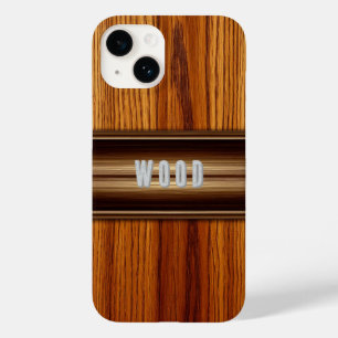 Elegante Holzstruktur mit dekorativem Messing Case-Mate iPhone 14 Hülle
