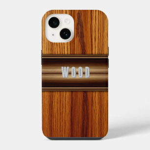 Elegante Holzstruktur mit dekorativem Messing iPhone 14 Hülle
