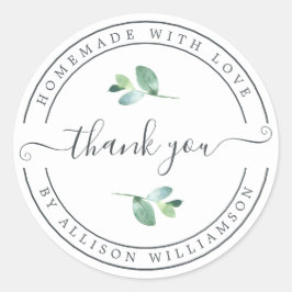 Elegante Homemade mit Liebe Schwarz-weiß Danke Runder Aufkleber