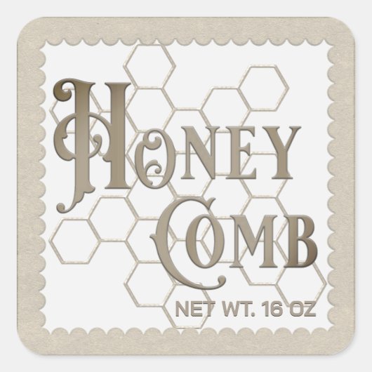 Elegante Honeycomb Label Scalloped Kraft Border Quadratischer Aufkleber (Vorderseite)
