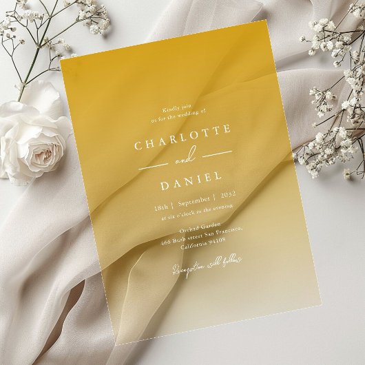 Elegante Honig Gelb Gradient Akryllische Hochzeit Acryleinladungen