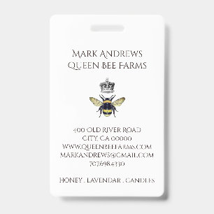 Elegante Honigbiene und Crown Farms Apiary Ausweis