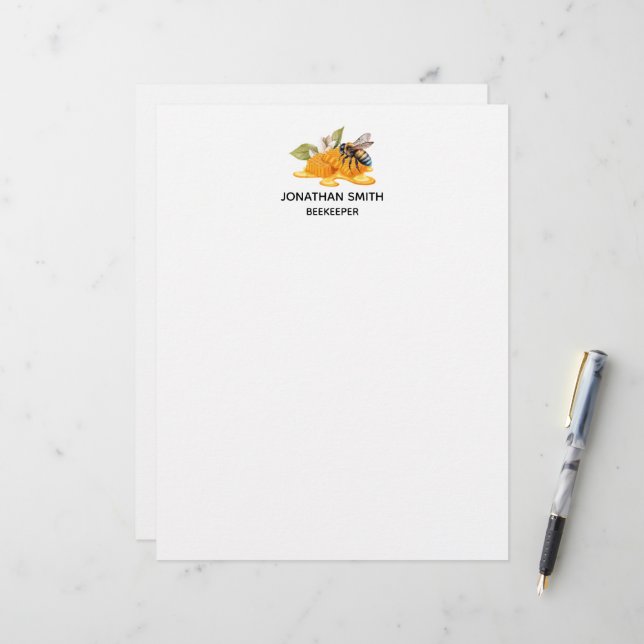 Elegante Honigwaben mit Bienen Briefbogen (Vorderseite/Rückseite Beispiel)