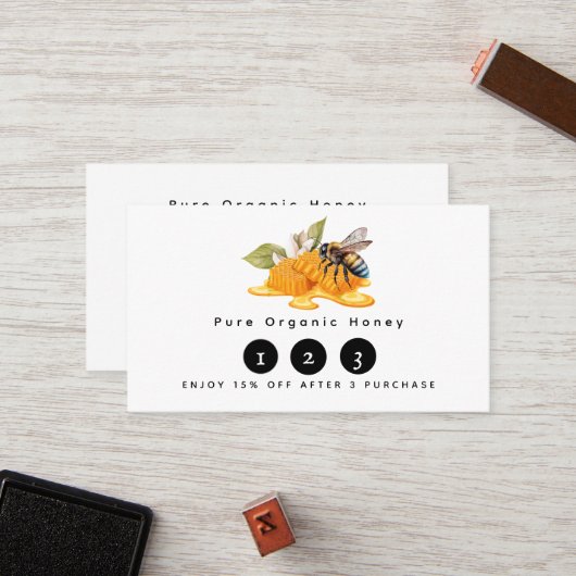 Elegante Honigwaben mit Bienen Treuekarte (Vorderseite/Rückseite Beispiel)