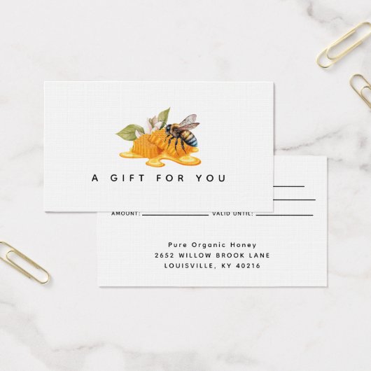 Elegante Honigwaben mit Bienengeschenkkarte (Büro)