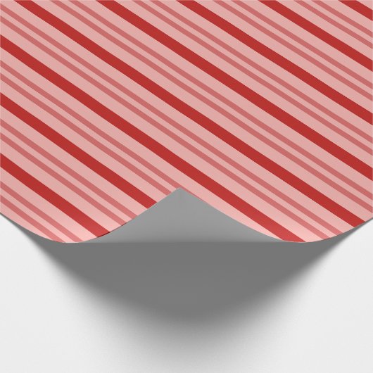 Elegante, horizontale, rote und rosa Candy Cane St Geschenkpapier (Ecke)