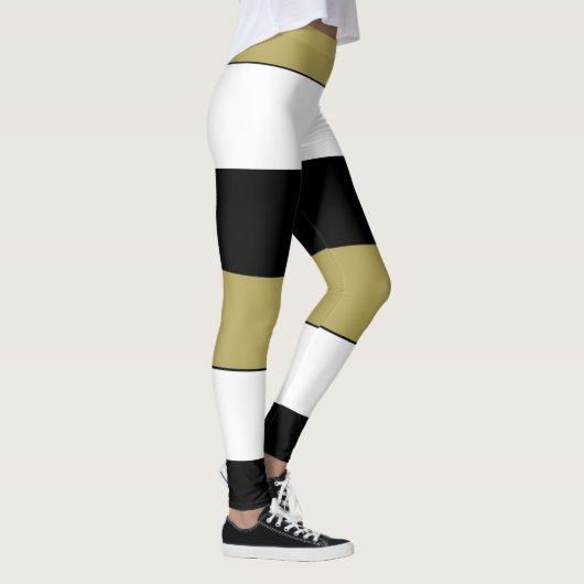 Elegante horizontale Streifen Schwarz-Weiß Leggings (Rechts)