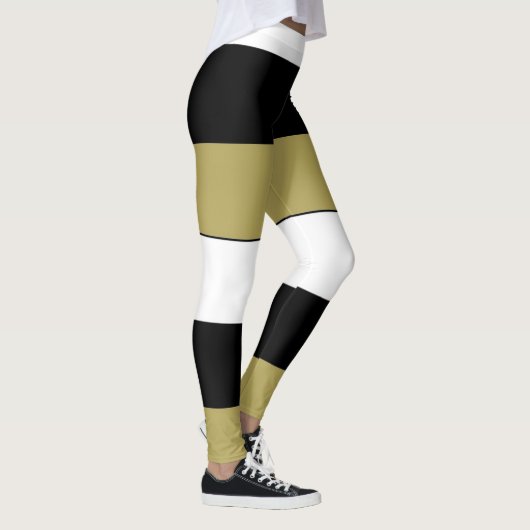 Elegante horizontale Streifen Schwarz-Weiß Leggings (Rechts)