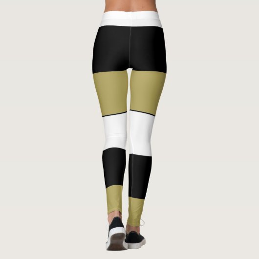 Elegante horizontale Streifen Schwarz-Weiß Leggings (Rückseite)