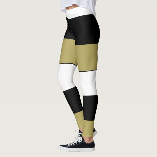 Elegante horizontale Streifen Schwarz-Weiß Leggings (Links)