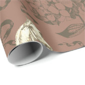 Elegante Horse Hydrangea Bows Beige Brown Toile Geschenkpapier (Rolleneckpunkt)