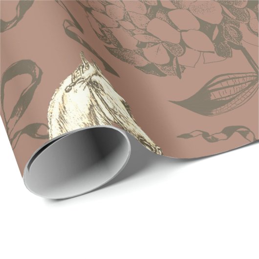 Elegante Horse Hydrangea Bows Beige Brown Toile Geschenkpapier (Rolleneckpunkt)