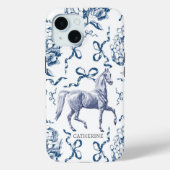 Elegante Horse Hydrangea Bows Dusty Blue Name Case-Mate iPhone Hülle (Rückseite)