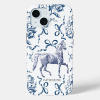 Elegante Horse Hydrangea Bows Dusty Blue Name