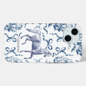 Elegante Horse Hydrangea Bows Dusty Blue Name Case-Mate iPhone Hülle (Rückseite (Horizontal))
