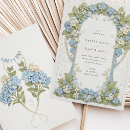 Elegante Hortensien Art Nouveau Hochzeit Einladung