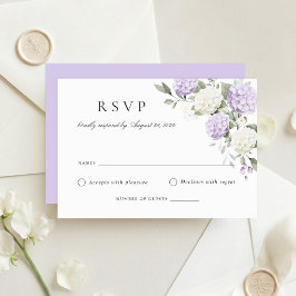 Elegante Hortensien-Hochzeit-RSVP-Karte in Lila Einladung