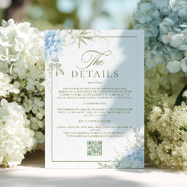 Elegante Hortensien-Hochzeitsdetails Begleitkarte