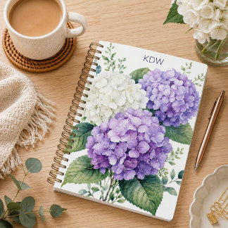 Elegante Hortensien-Monogramm Planer