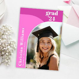 Elegante Hot-Pink-Arch-Foto-Graduierungsparty Einladung