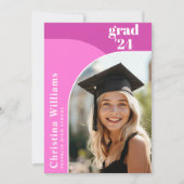 Elegante Hot-Pink-Arch-Foto-Graduierungsparty Einladung (Vorderseite)