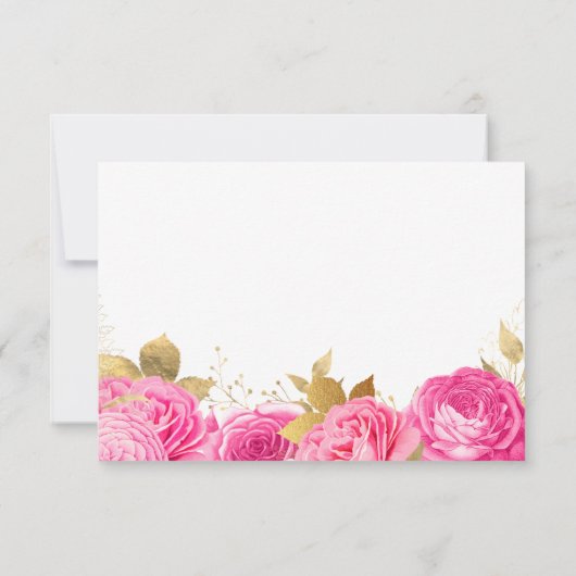 Elegante Hot Pink Floral Rose RSVP Karte (Rückseite)