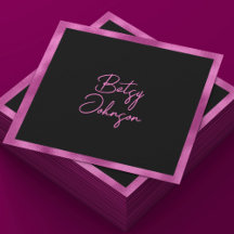 Elegante Hot-Pink-Folie und Black Business Card
